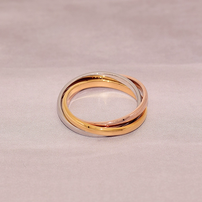 Châu Âu và Mỹ mạ vàng hồng 18K trơn ba chiếc nhẫn ba màu lồng vào nhau nhẫn cặp nhẫn cặp nhẫn cặp nhẫn cặp nhẫn cặp nhẫn - Nhẫn