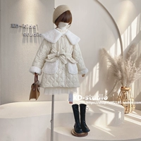 Изысканный пуховик, трехмерный корсет, детская одежда, 2020, в стиле Шанель, длина миди