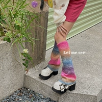 Позвольте мне увидеть, что стук на красивые цветные носки, цветовые ножки с градиентом порошка y2k, саб -культура сладкая девочка куча носков