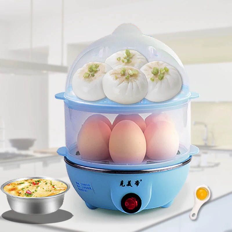 Máy nấu canh tự động hỏng động cơ máy hấp trứng nhựa mini hấp trứng luộc hai lớp dùng trong gia đình - Nồi trứng
