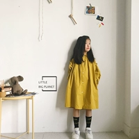 Hành tinh nhỏ ban đầu tùy chỉnh cô gái mới sáng màu vàng dài tay áo dài thiết kế phổ biến ý nghĩa phong cách áo sơ mi Hồng Kông - Áo sơ mi áo sơ mi trẻ em 10 tuổi