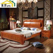 Mới Trung Quốc giường gỗ rắn đồ nội thất phòng ngủ 1,5 m 1,8 m giường cao su gỗ với ngăn kéo lưu trữ giường - Nhà cung cấp đồ nội thất