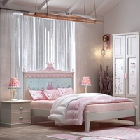 Кроватка из натурального дерева для принцессы, детская розовая простыня, мебель, комплект