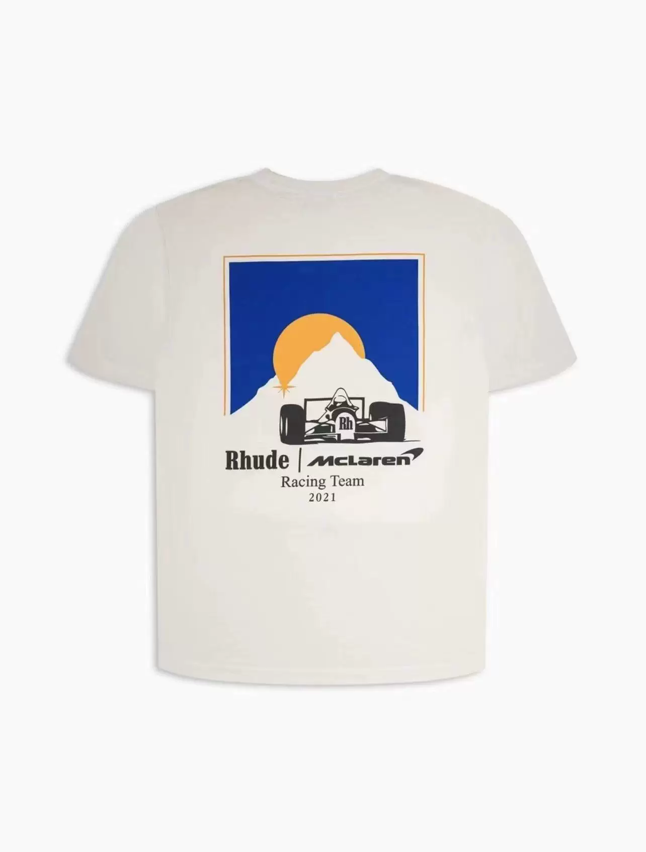 Совместная футболка Rhude / McLaren F1 Формула, классика, цветочный рисунок, круглый вырез, свободная, коротким рукавом