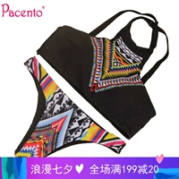 Pacento bikini châu Âu và Mỹ retro áo tắm bảo thủ in bikini đen vest nữ áo tắm gợi cảm - Bikinis đồ tắm nữ