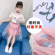 Quần áo trẻ em phù hợp với trẻ em hè 2019 mới cho bé gái váy thời trang phiên bản Hàn Quốc của làn sóng ngắn tay hai mảnh nước ngoài - Phù hợp với trẻ em