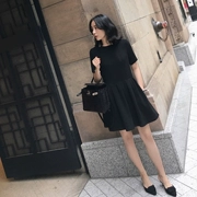 Đầm Âu 2019 hè mới dành cho nữ tình yêu eo thon là váy ngắn màu đen mỏng kiểu Hồng ngoại kiểu retro. - Váy eo cao