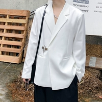 Весенний брендовый белый пиджак классического кроя, металлический дизайнерский расширенный замок, тренд сезона, в корейском стиле, популярно в интернете, изысканный стиль