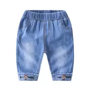 Bảy điểm trẻ em mùa xuân và mùa hè quần short denim học sinh một tuổi đen trẻ em trai quần giản dị mẫu mùa hè mặc - Quần jean