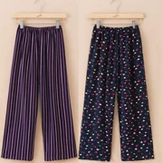 Mùa xuân và mùa hè quần pyjama trung niên quần cotton thẳng mẹ ngủ quần cotton kích thước lớn cotton nhà quần điều hòa không khí - Quần tây