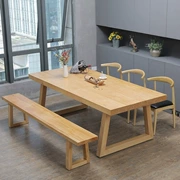Nội thất tối giản Bắc Âu bàn ăn và ghế kết hợp gỗ kungfu bàn trà đơn giản hình chữ nhật đàm phán gỗ dài bàn gỗ - Đồ gỗ ngoài trời