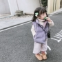 Komori Mom Baby Shop Girls Phiên bản Hàn Quốc của áo nhung kẻ mùa đông mới cho bé gái đứng cổ áo cotton - Áo ghi lê áo gile cho bé lịch lãm đáng yêu