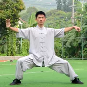 Quần áo nam mùa hè dành cho người lớn tập luyện Kung Fu Health Tai Chi quần áo nữ cotton ngắn tay Ma Jin Tai Chi quần áo biểu diễn - Quần áo tập thể hình