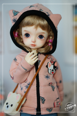 taobao agent Spot BJD6 Early October, baby clothes pink cat ears hooded zipper jacket Yosd baby clothes A61