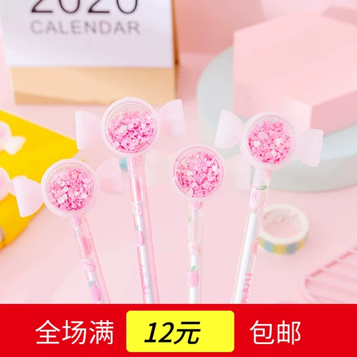 Розовые блестки для ногтей, милая ручка-роллер, канцтовары для школьников