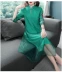 Yiyiziyi phụ nữ thoải mái và hào phóng váy năm điểm tay áo phong cách quốc gia thêu retro Một chiếc váy dài từ - A-Line Váy đầm ngắn xòe A-Line Váy