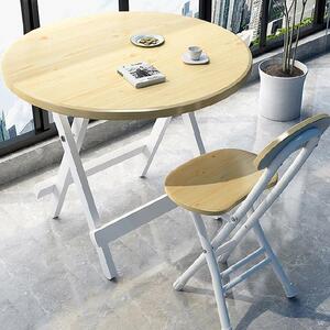折叠饭桌简易餐桌经济型餐桌简易折叠休闲圆餐桌新中式木质单人