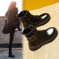 Martens, Tide, флисовые ботинки в английском стиле, короткие сапоги, коллекция 2022, в британском стиле, средней длины