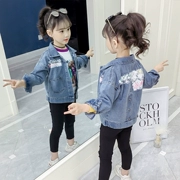 Áo khoác denim bé gái mùa thu 2019 áo khoác trẻ em Hàn Quốc mới - Áo khoác