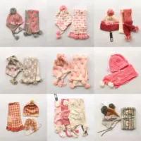 Демисезонная детская трикотажная шерстяная утепленная шапка для раннего возраста, шарф, перчатки, комплект