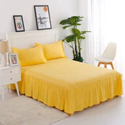 Váy ngủ bằng vải cotton màu đơn chống bụi phủ giường đơn Hàn Quốc 1.5m trải giường không trơn trượt 1.8m màu vàng sáng vàng đậm - Váy Petti