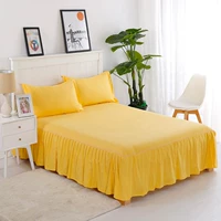 Váy ngủ bằng vải cotton màu đơn chống bụi phủ giường đơn Hàn Quốc 1.5m trải giường không trơn trượt 1.8m màu vàng sáng vàng đậm - Váy Petti ga giường có viền