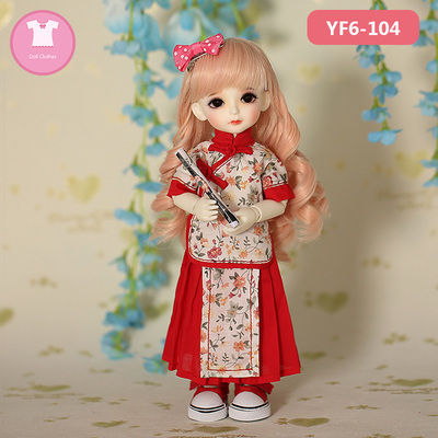 taobao agent Doll, retro clothing, Chinese organ, Chinese style, with short sleeve, pleated skirt