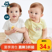 Mini Barabala Baby Quần áo ngắn tay tam giác Quần áo mùa hè Nam và nữ Quần áo trẻ em gấp cotton cho trẻ em - Áo liền quần