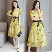 Mùa hè 2019 mới của phụ nữ Váy ngắn tay Hàn Quốc trong chiếc nơ dài thon gọn Slim Một chiếc váy chữ - A-Line Váy