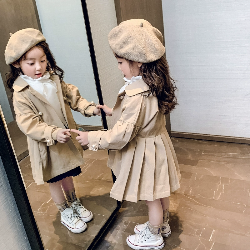 Áo khoác cotton cho bé gái mùa xuân 2020 Quần áo trẻ em phong cách phương tây mới Cô bé áo dài tay Hàn Quốc áo gió trẻ em dài - Áo khoác
