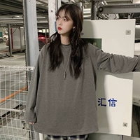 Осенняя брендовая ретро футболка, жакет для школьников, в корейском стиле, оверсайз, длинный рукав