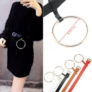 Pin khóa thắt lưng nữ đai mỏng đơn giản Cổng gió PU da Retro vòng cô gái túi thủy triều Hàn Quốc vòng tròn treo - Thắt lưng