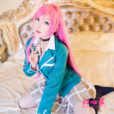 taobao agent Wig, fuchsia straight hair, cosplay