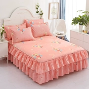 Single bed váy bedspread chúa gió Hàn Quốc bộ ba mảnh khăn trải giường Simmons nệm bảo vệ trải giường bìa trượt - Trải giường
