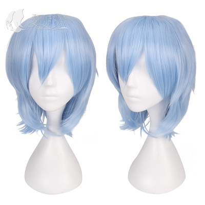 taobao agent Steamed bun home IDOLISH7 quad -leaf ring cosplay wig light blue short hair