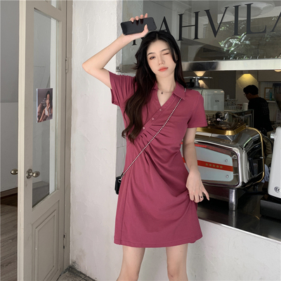 taobao agent Summer dress, sexy mini-skirt, plus size, fitted, polo collar