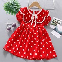 Летнее платье, юбка на девочку, кукла, шифоновый наряд маленькой принцессы, в корейском стиле, кукольный воротник