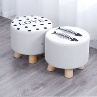 Ткань маленький стул мода дома гостиная круглый стул маленький пирс диван -табурет твердый деревян