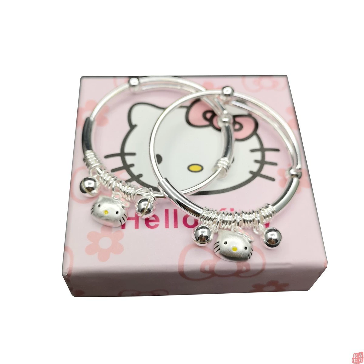 S990 New Kitty màu tách vòng đeo tay em bé Vòng tay bạc nguyên chất Mới hàng trăm ngày Hello Kitty Lantern Bracelet - Vòng đeo tay Cuff