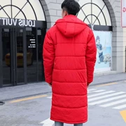 Bộ quần áo mùa đông chính hãng Yian tuyết đôi cha mẹ con mặc quần áo mùa đông áo bông dài phần dày hơn dài qua đầu gối - Quần áo độn bông thể thao