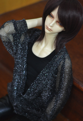 taobao agent ◆ Bears ◆ BJD baby clothing A007 black silver -flash bat -sleeved open -chest cardigan 1/4 & 1/3 & uncle