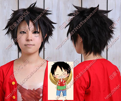 taobao agent Cosplay wig One Piece Luffy tutor of Hibari Gintama Village Black Anti -Warm Short Hair