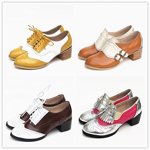 Ретро обувь в английском стиле, оксфорды, журнал, из натуральной кожи, европейский стиль