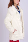 Mùa đông 2019 mới của phụ nữ Hàn Quốc lông thú giả lông thỏ lông dài đệm dày lông chồn cổ áo cardigan - Faux Fur