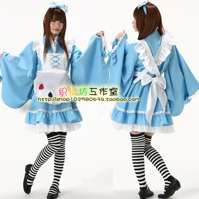 taobao agent COSPLAY Alice sleepwalking Wonderland maid costume water blue Japanese kimono lolita and wind dynamic clothes