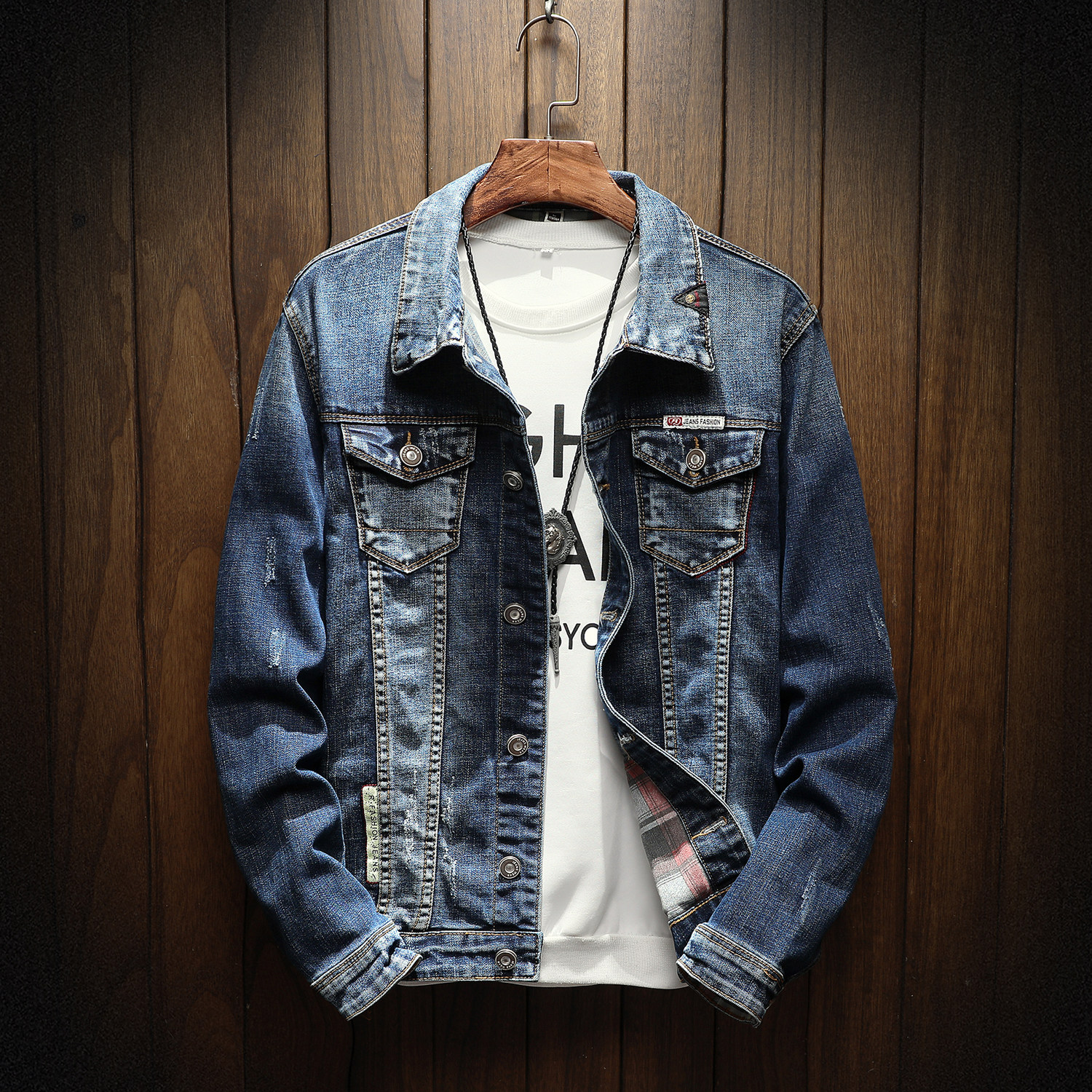 挂拍 春秋季韩版牛仔外套男 学生夹克复古牛仔衣褂潮jk015-p90
