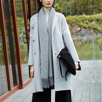 [Tối giản phương Đông] 2017 mùa đông mới của phụ nữ 100% len hai mặt lỏng lẻo khóa áo len thêu - Áo len lót đôi áo khoác da lộn nữ