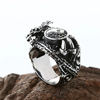 Модное кольцо из нержавеющей стали, ретро мужской браслет с одной бусиной, японские и корейские, в корейском стиле
