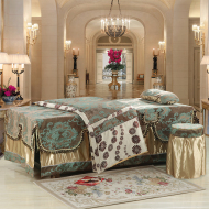 Cao cấp massage vẻ đẹp giường bộ đồ giường massage sang trọng chenille vẻ đẹp trải giường bốn mảnh bán buôn phổ