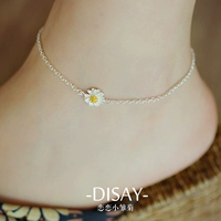 S925 sterling silver vòng chân nữ Hàn Quốc đơn giản tươi nhỏ daisy flower vòng chân Hàn Quốc phiên bản của không gây dị ứng món quà sinh nhật lắc chân vàng tây